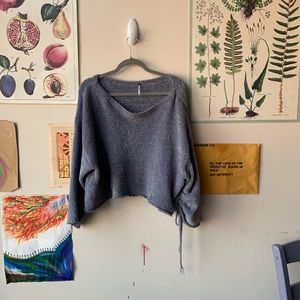 Free People blue pullover crop sweater